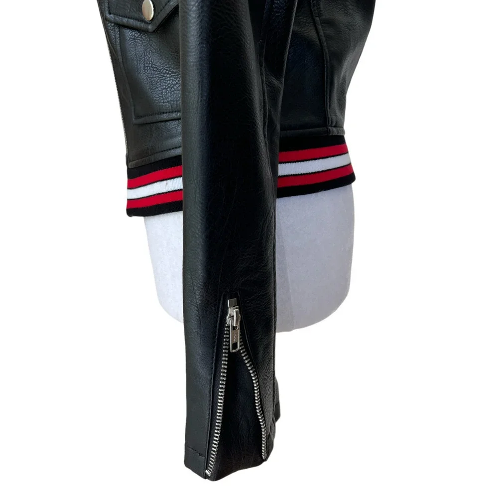 Romeo & Juliet Vegan Leather Moto Jacket Black Size Small - Picture 10 of 13